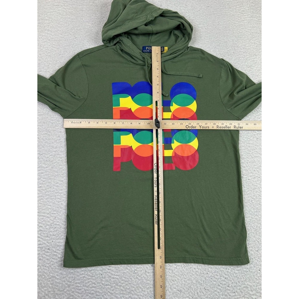 Polo Ralph Lauren Hoodie Pullover Mens Medium Green POLO Graphic Lightweight - Picture 8 of 9